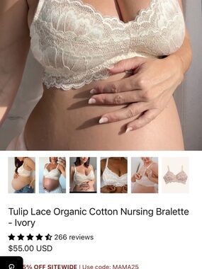 Organic Lace Nursing Bralette - Ivory